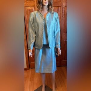 NWT Kasper Women’s 3 Piece Skirt Set Size 14 Petite Turquoise/Light Green